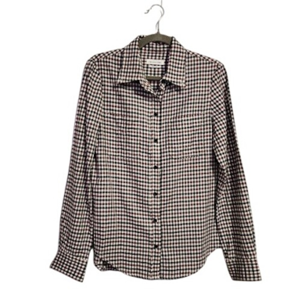 Isabel Marant Etoile Gingham Plaid Button Down Shirt Burgundy Navy size 44